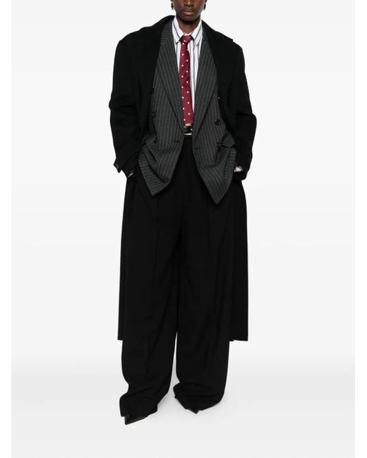 Saint Laurent Black Double-Breasted Wool Coat