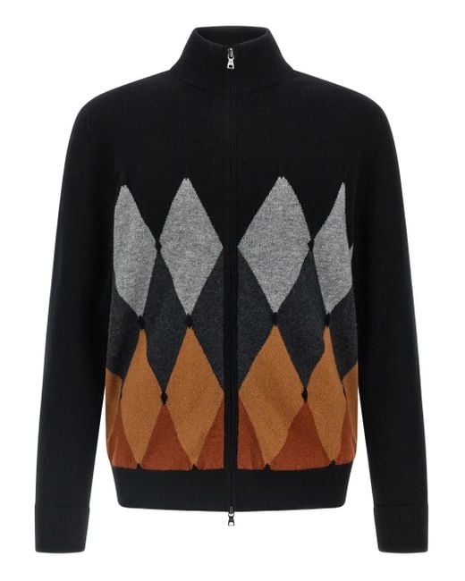 Ballantyne Cardigan mit Argyle-Muster in Black für Herren