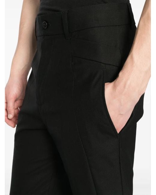 Feng Chen Wang Black Lambs Wool Straight-Leg Trousers for men