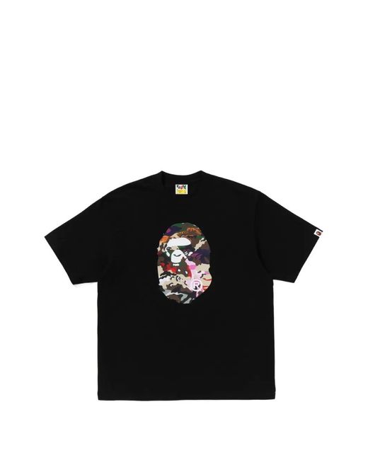 A Bathing Ape Black Hybrid Camo Ape Head Relaxed-Fit T-Shirt for men