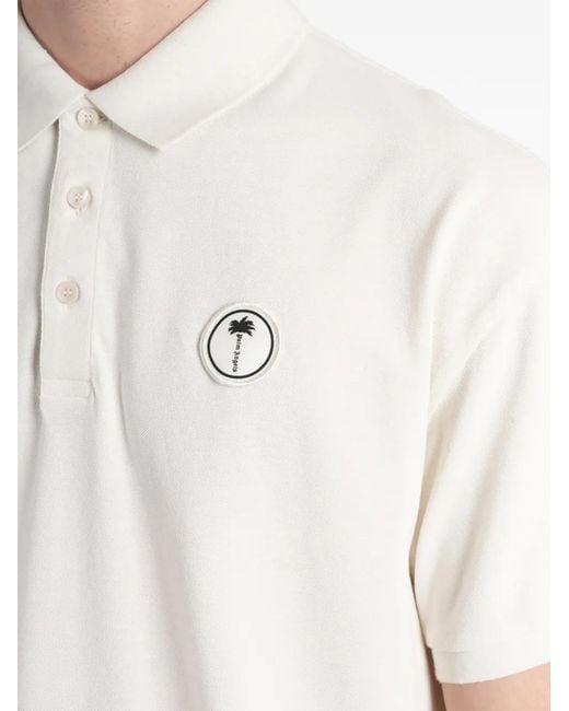 Palm Angels White Logo-Patch Polo Shirt for men