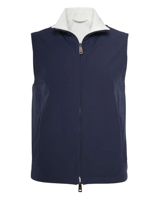 Kiton Blue Reversible Zip-Front Gilet for men