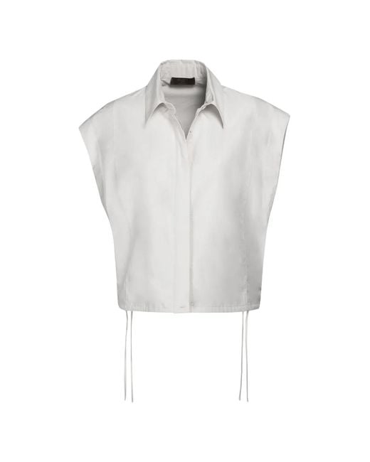 Moorer White Jessy-Wfc String-Detail Cotton Shirt