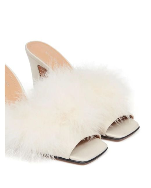 Maison Margiela Natural 90Mm Feather Satin Sandals