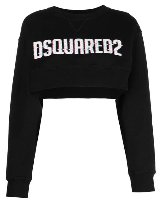 DSquared² Logo-Print Cropped Sweatshirt in het Black
