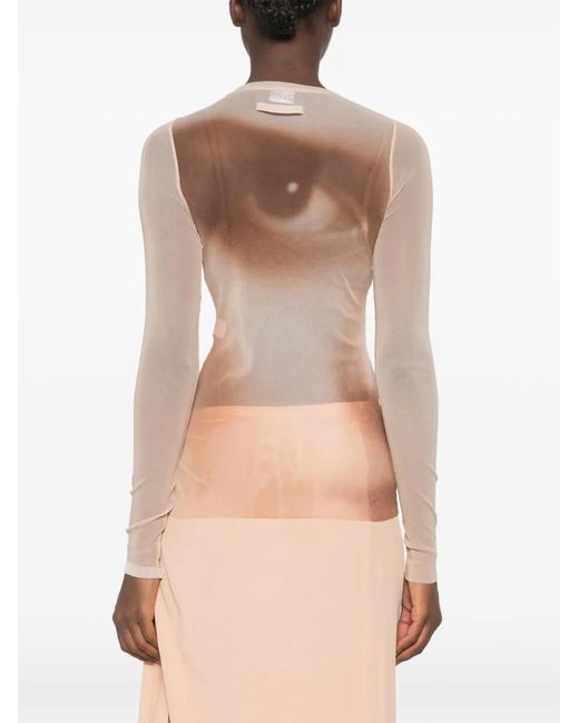 Jean Paul Gaultier White Crew Neck Long-Sleeve Top