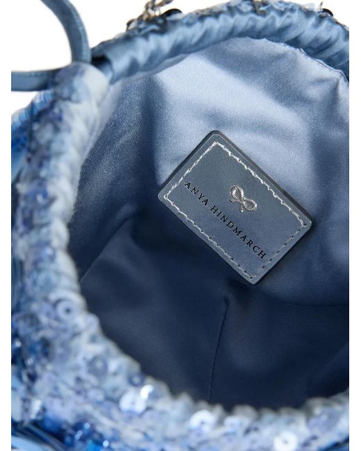 Anya Hindmarch Blue Sequin-Embellished Blowfish Cross Body Bag