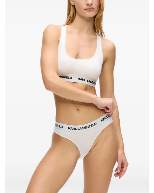 Karl Lagerfeld White Logo-Waistband Brief (Pack Of Three)