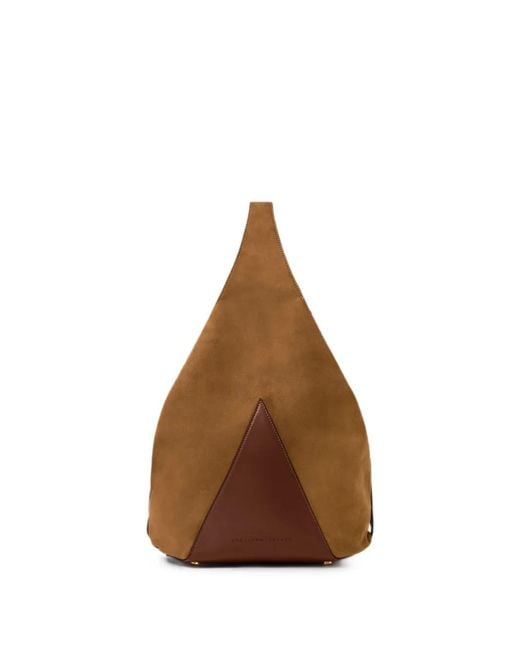 Stella McCartney Brown Logo-Engraved Triangular Shoulder Bag