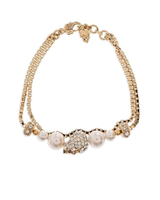 Alexander McQueen White Crystal-Embellished Bracelet