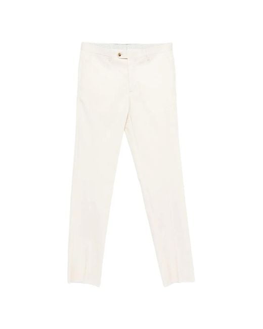 Luigi Borrelli Napoli White Button-Fastening Trousers for men