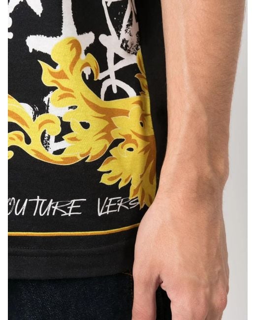 Versace Jeans Couture Black Graffiti-print T-shirt for men
