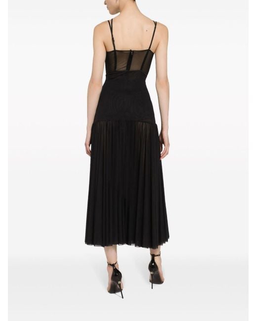Dolce & Gabbana Black Dg-plaque Tulle Midi Dress