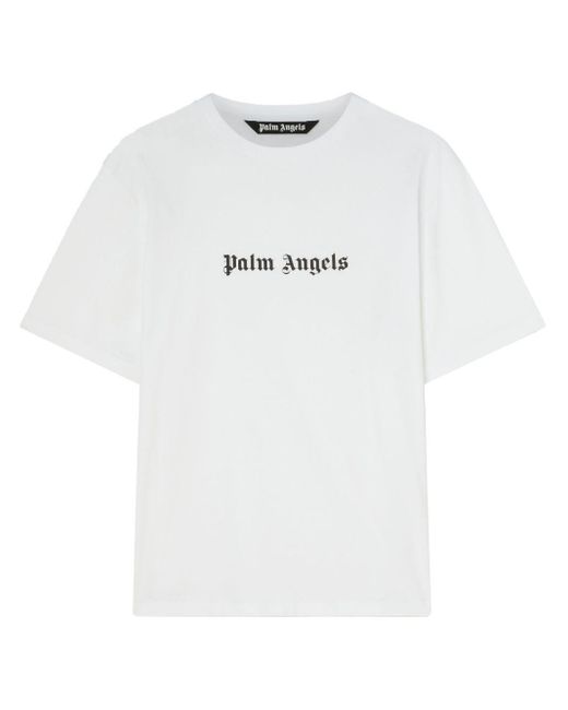 Palm Angels Weißes T -shirt Mit Logoschriften in het White voor heren