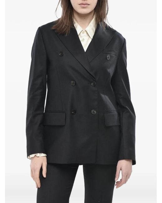 Slowear Black Montedoro Double-Breasted Blazer