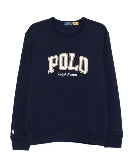 Polo Ralph Lauren Blue Logo-Embroidered Crew-Neck Sweatshirt for men