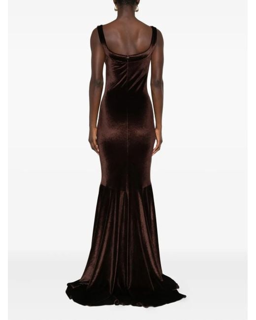 Abito Effetto Velluto di Atu Body Couture in Brown