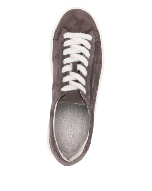Eleventy Gray Suede Lace-Up Trainers for men