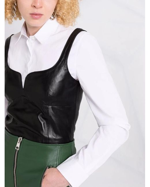 Manokhi Black Cropped Leather Vest