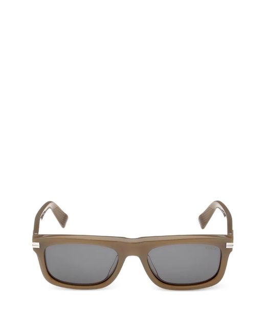 Zegna Gray Rectangle-Frame Sunglasses for men