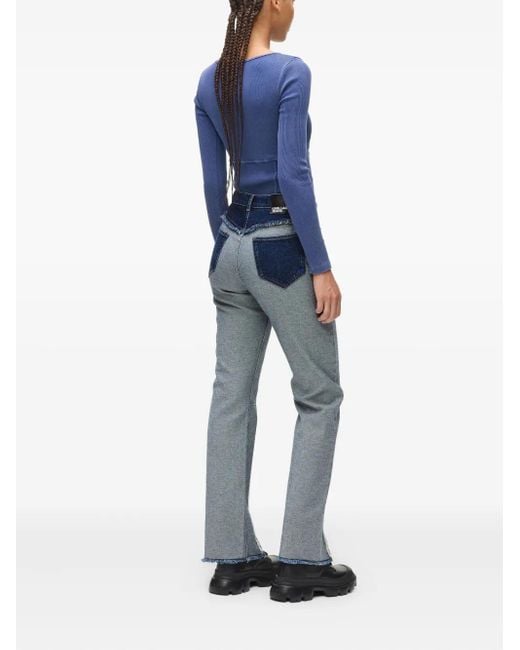 Karl Lagerfeld Blue High-Rise Straight-Leg Jeans