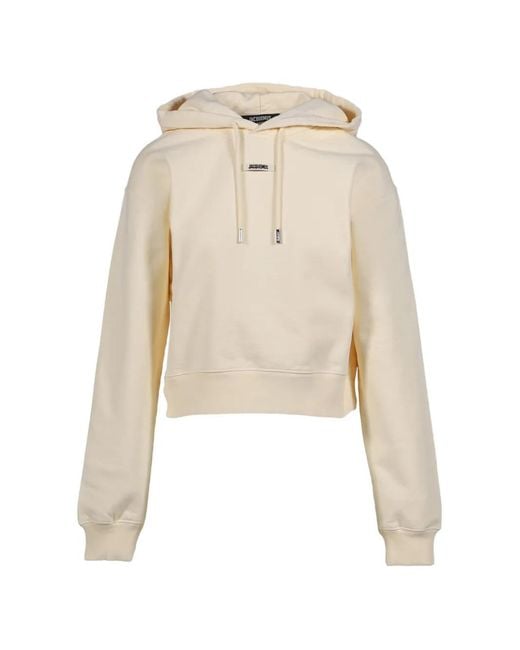 Jacquemus Natural Hoodie Crop À Patch Logo