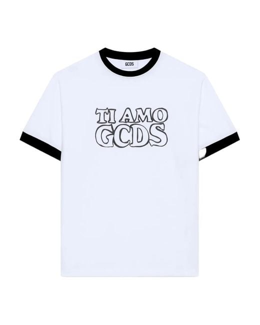 Gcds White Graphic-Print Ringer T-Shirt