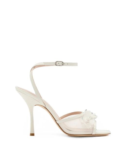 Stuart Weitzman White Floral-Appliqué Buckle-Fastening Sandals