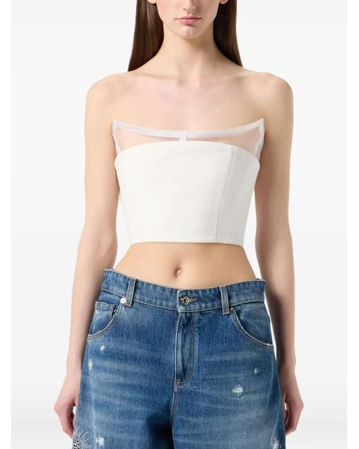 Blumarine White Strapless Corset Top