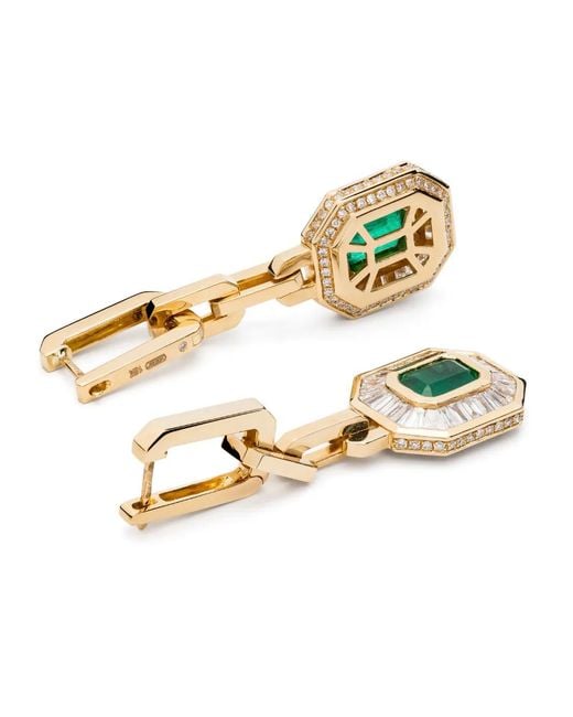 SHAY White 18K Emerald And Diamond Drop Earrings