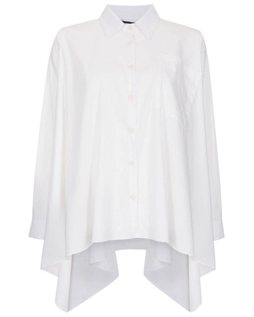UMA | Raquel Davidowicz White Draped-detail Classic-collar Shirt
