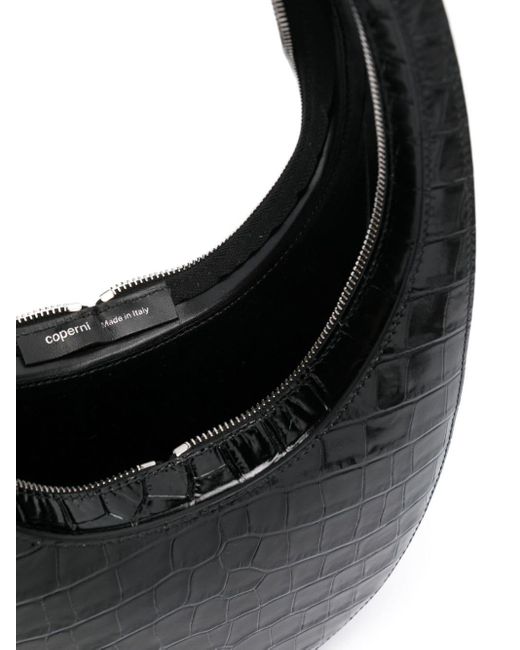 Coperni Black Croco Swipe Leather Shoulder Bag