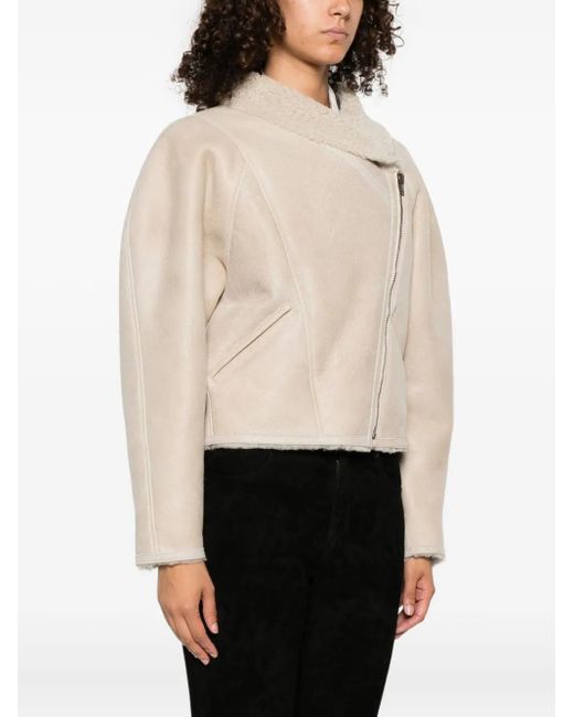 Isabel Marant Natural Blondine Zip-Front Shearling Jacket