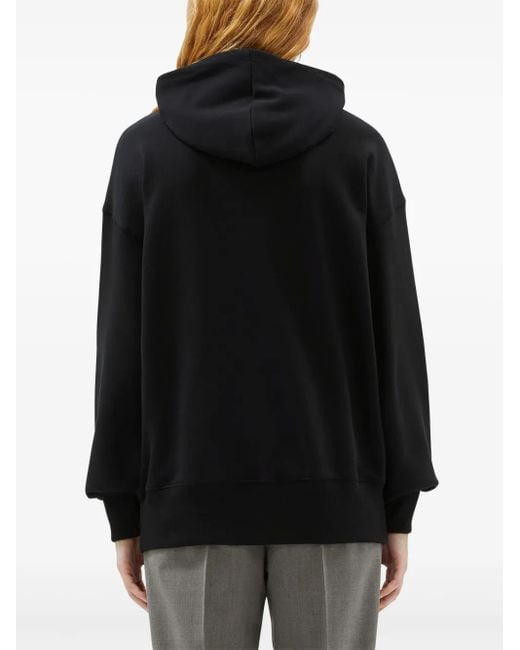 MSGM Black Logo-Print Cotton Hoodie