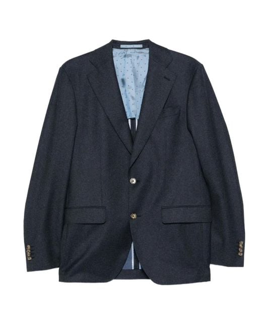 Sand Blue Single-Breasted Wool Blazer for men