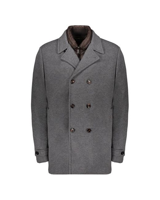 Moorer Gray Double-Breasted Layered Jacket for men