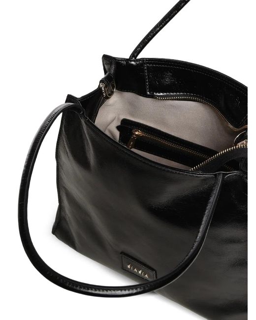 BIASIA Black Leather Tote Bag