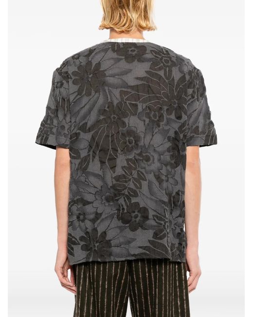 Commun's Gray Chemise Fleurie À Design Sans Col for men
