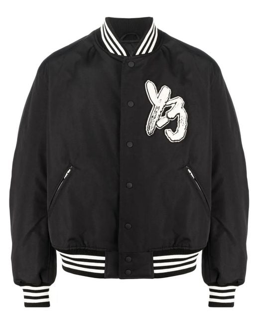 Y-3 Black Logo-patch Bomber Jacket for men