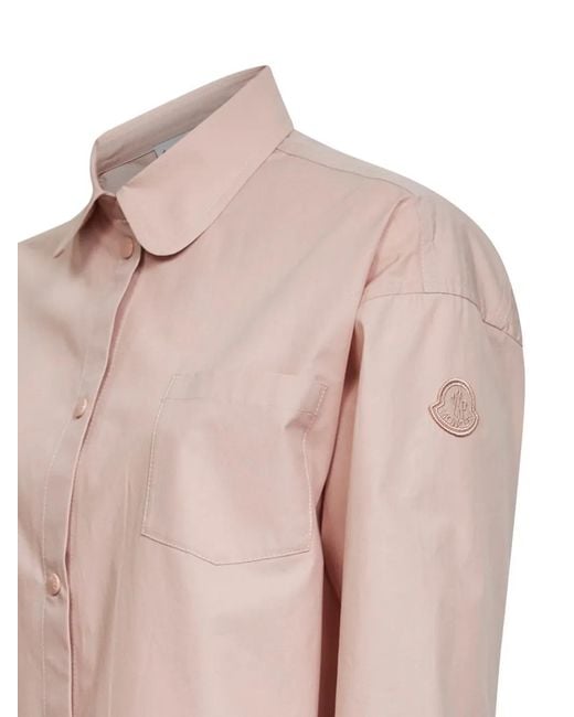 Moncler Pink Drawstring-Hem Logo-Patch Shirt