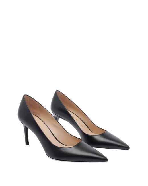 Stuart Weitzman Black 75Mm Leather Pumps
