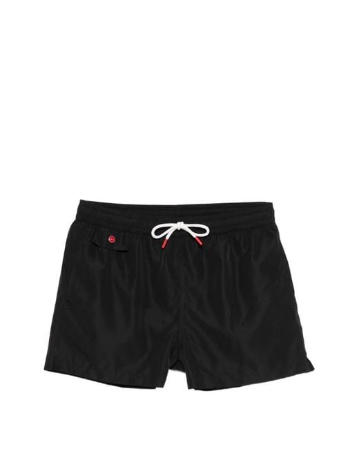 Kiton Black Drawstring Swim Shorts for men