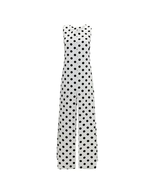 Sa Su Phi White Tuxedo Polka-Dot Maxi Dress