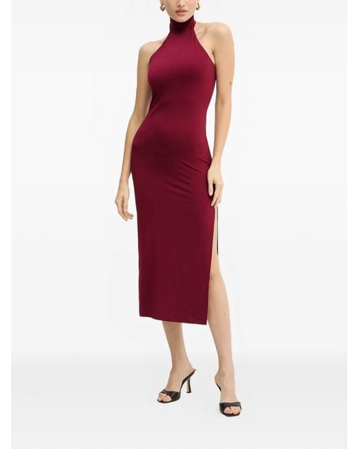 Silvian Heach Red Neckholder-Midikleid Mit Seitlichem Schlitz