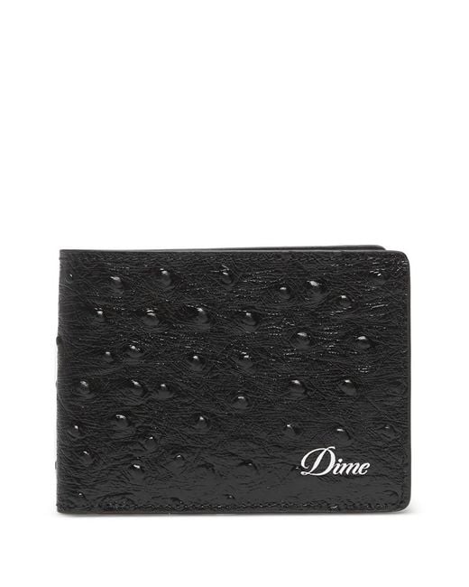 Dime Black Portefeuille À Plaque Logo Effet Autruche