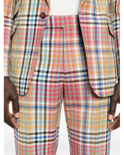 Vivienne Westwood White Plaid Trousers With Tailored Fit And Side Adjusters for men