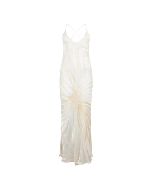 Roberto Cavalli White Devoré-Maxikleid