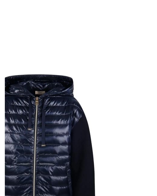 Herno Blue Hooded Quilted Coat