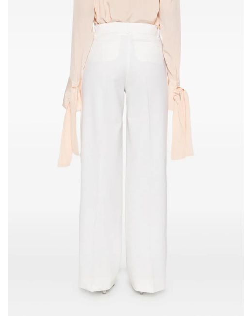 P.A.R.O.S.H. White Side-Stripe Trousers