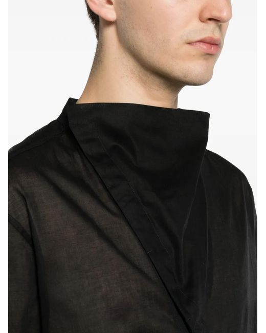 Rick Owens Black Chemise Island À Empiècement Transparent for men